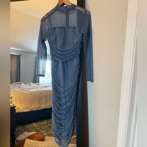 Lulus Impressive Flirt Mesh Long Sleeve Dress